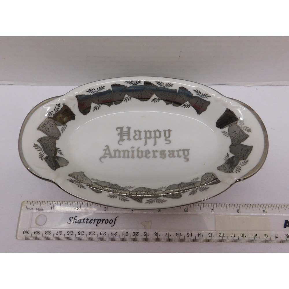 Norcrest Fine China  Anniversary Platter Silver 9"